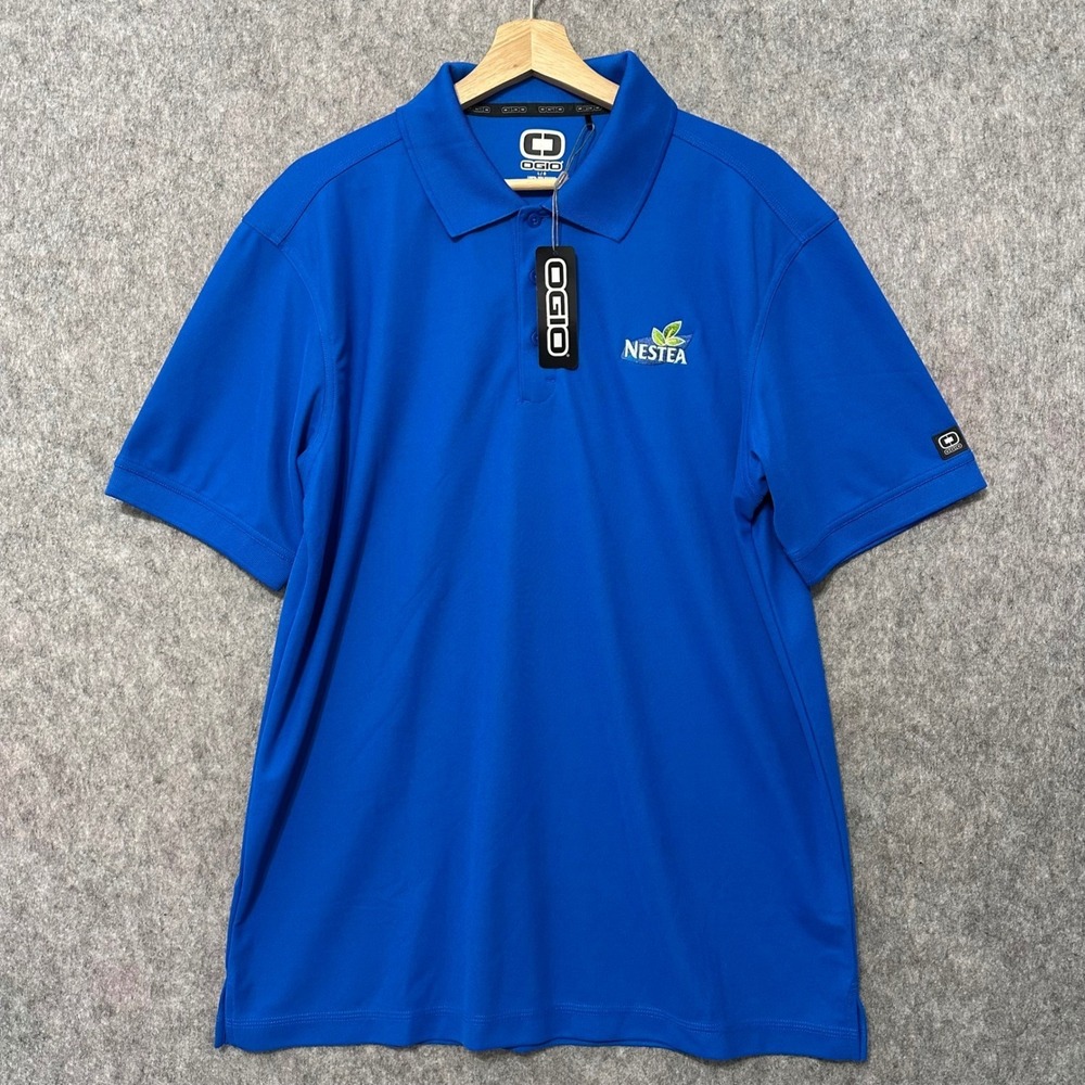 OGIO Mens Blue Nestea Logo‎ Performance Polo Shirt Size Large NWT